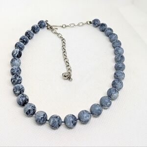 Vintage Beaded Necklace Adjustable Blue Beads Boho Gypsy Fashion Office Casual